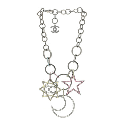 Chanel Ruthenium Crystal CC Star Moon Star Necklace 2 of 5