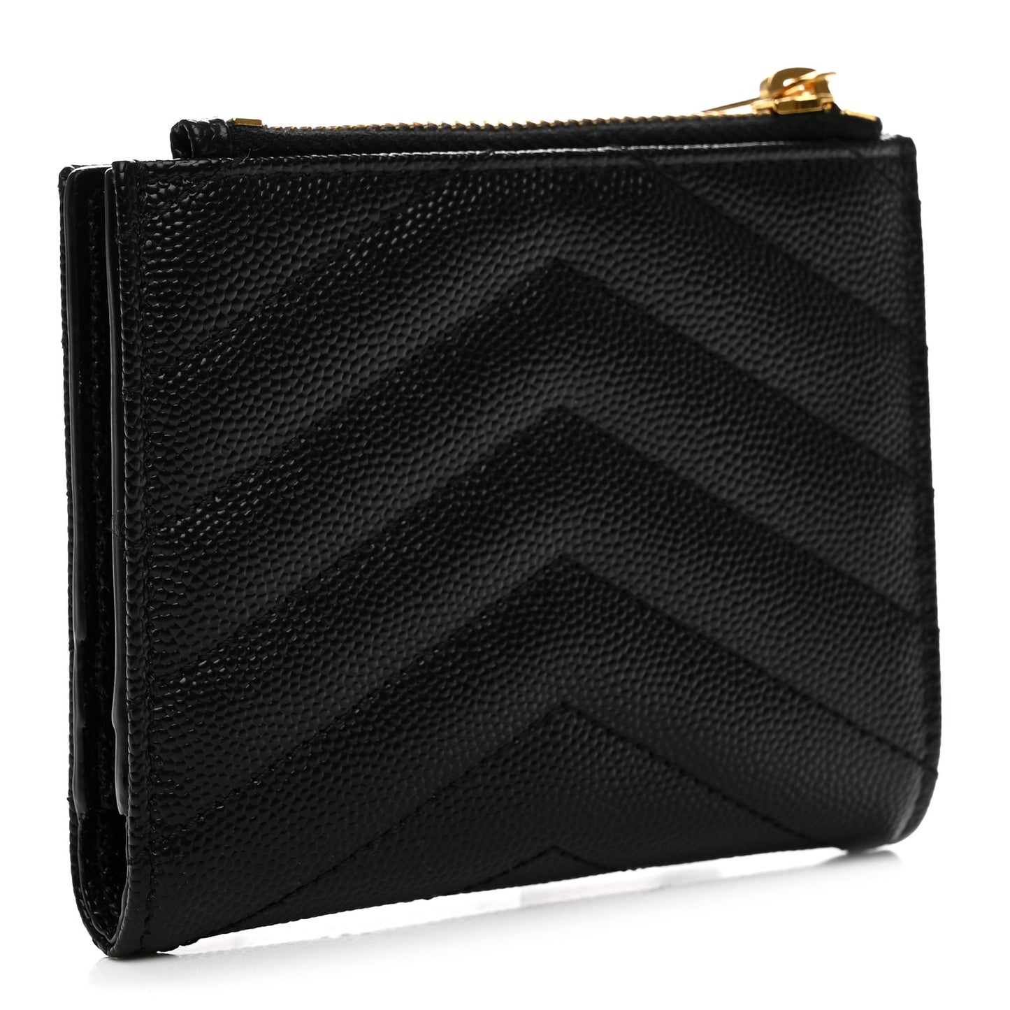 Grain De Poudre Matelasse Chevron Monogram Zipped Card Case Black