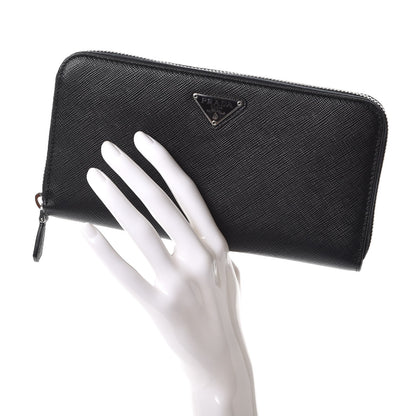 Prada Saffiano Zip Around Wallet Nero Black 2 of 8
