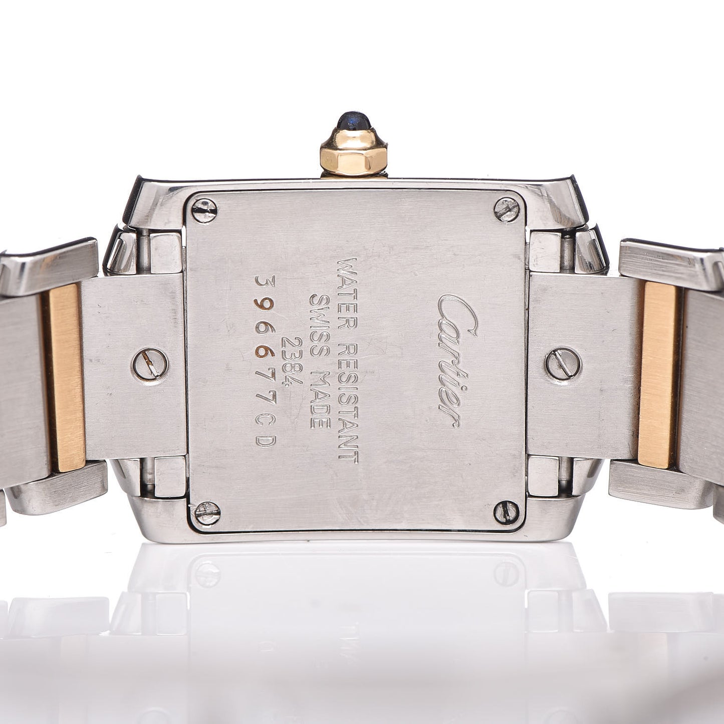 Stainless Steel 18K Yellow Gold 20mm Tank Francaise Quartz Watch