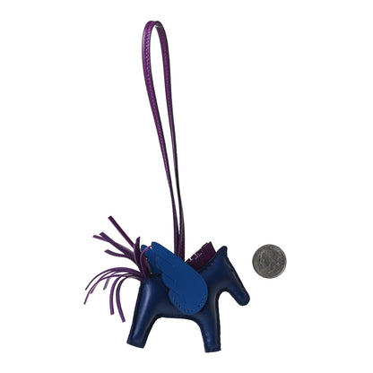 Hermes Milo Lambskin Grigri Rodeo Pegase Horse Bag Charm PM Bleu Saphir Violet Bleu France 2 of 6