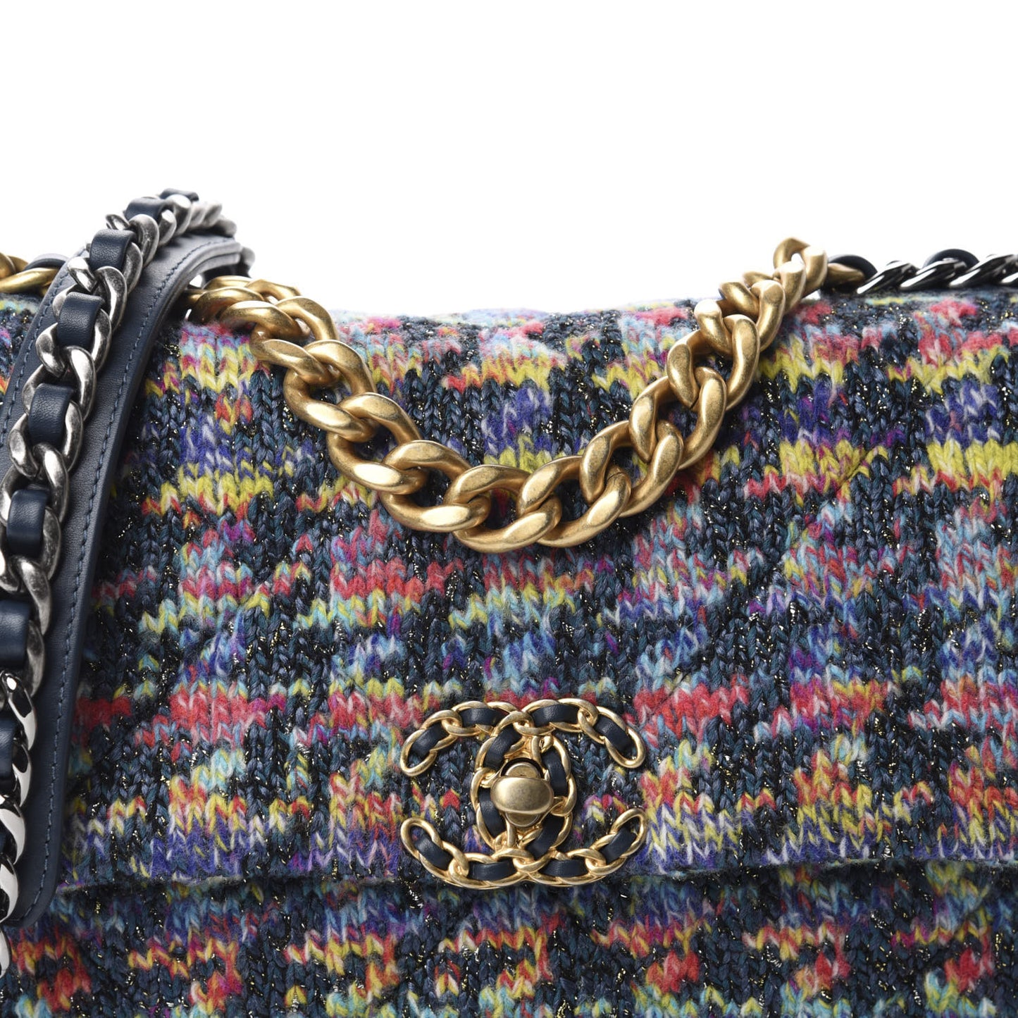 Tweed Quilted Medium Chanel 19 Flap Dark Multicolor