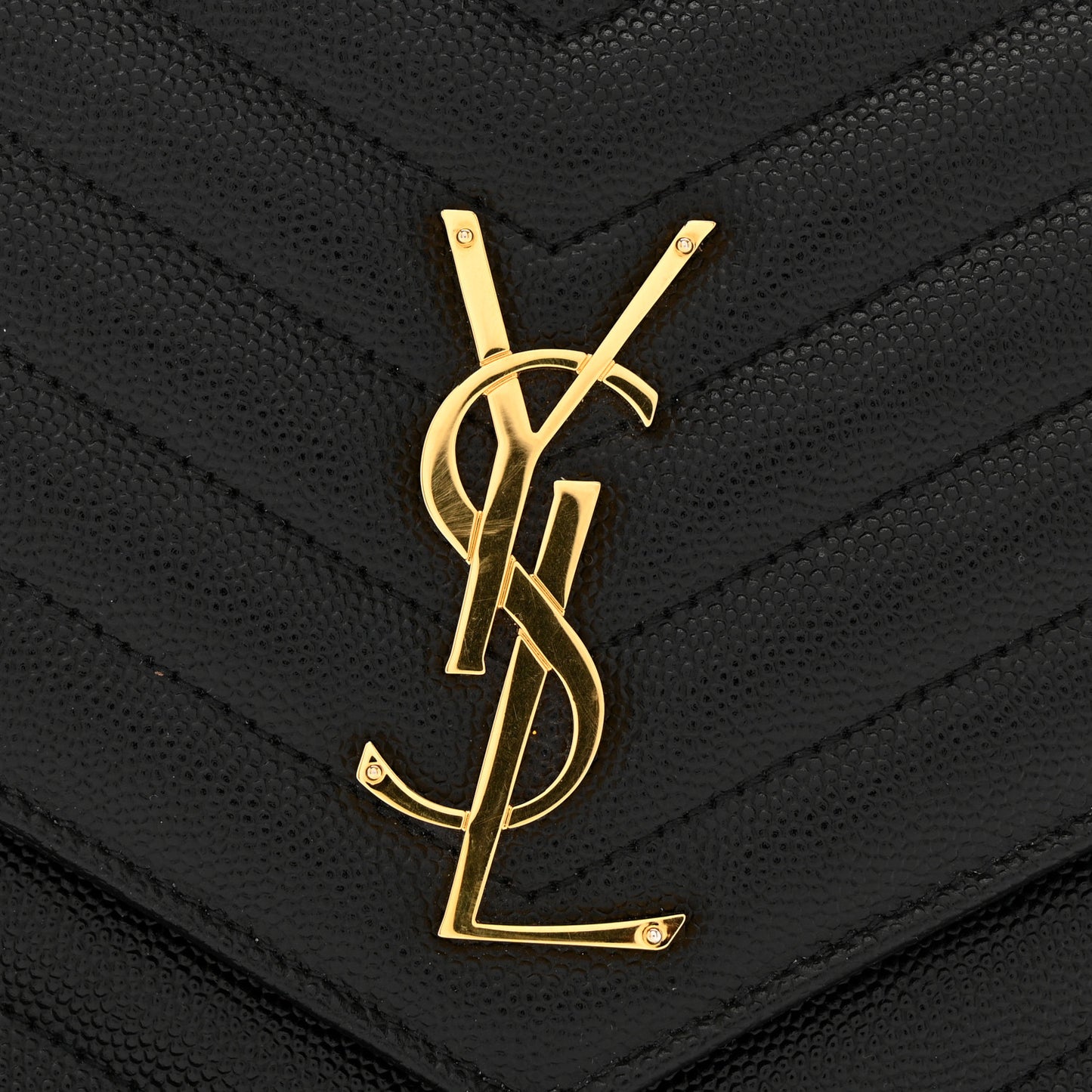 Grain De Poudre Matelasse Chevron Monogram Envelope Clutch Black
