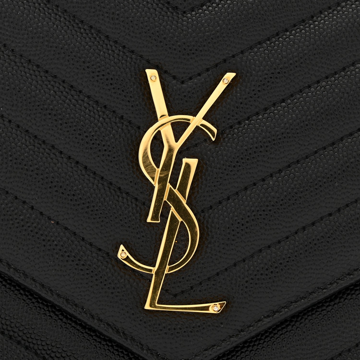 Saint Laurent Grain De Poudre Matelasse Chevron Monogram Envelope Clutch Black 11 of 12