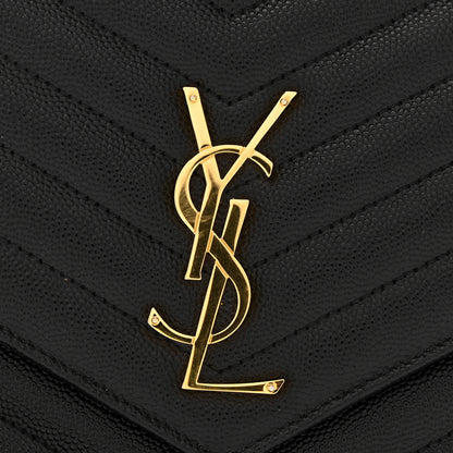 Saint Laurent Grain De Poudre Matelasse Chevron Monogram Envelope Clutch Black 11 of 12