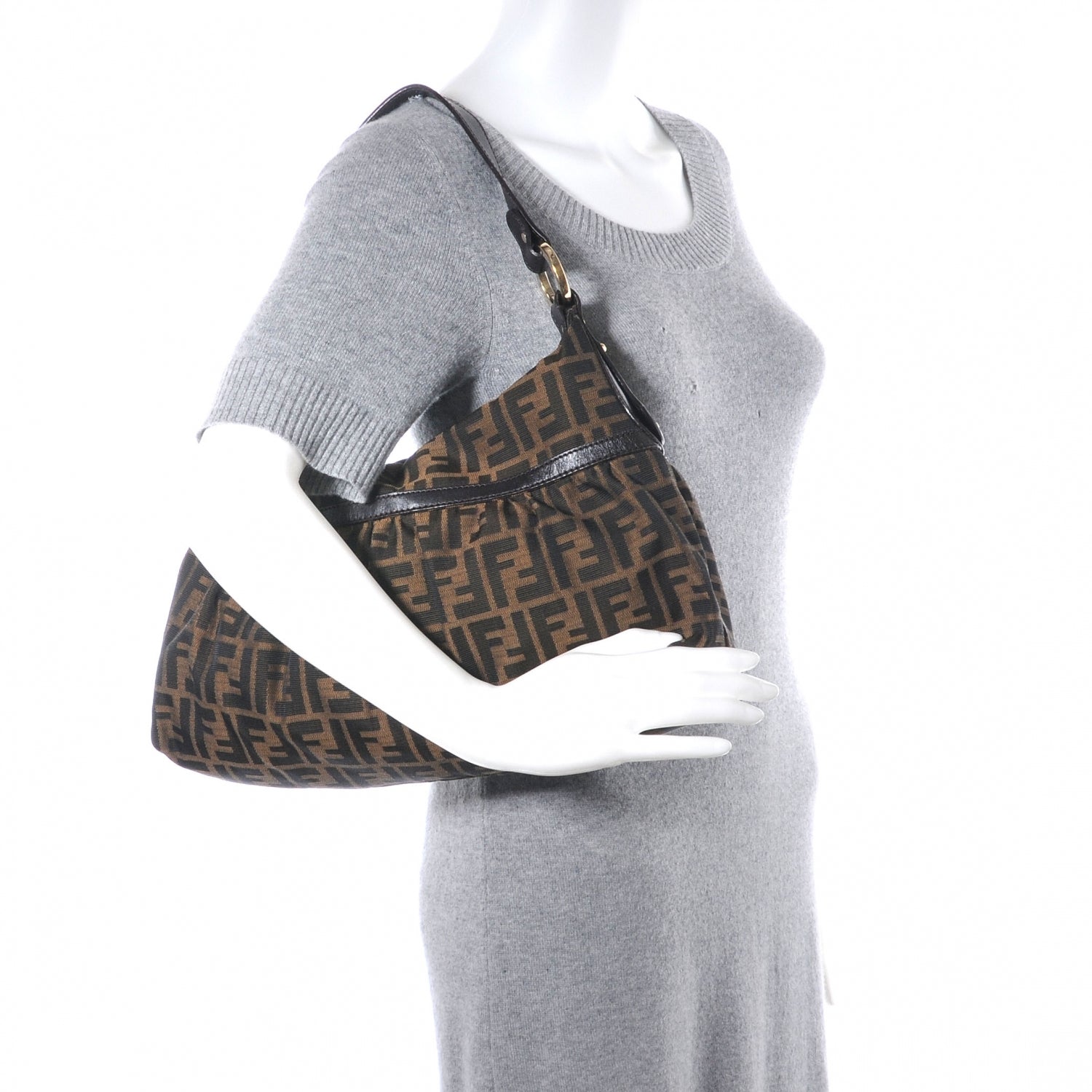 Fendi Zucca Cuoio Lucido Chef Hobo Tobacco Moro 2 of 6