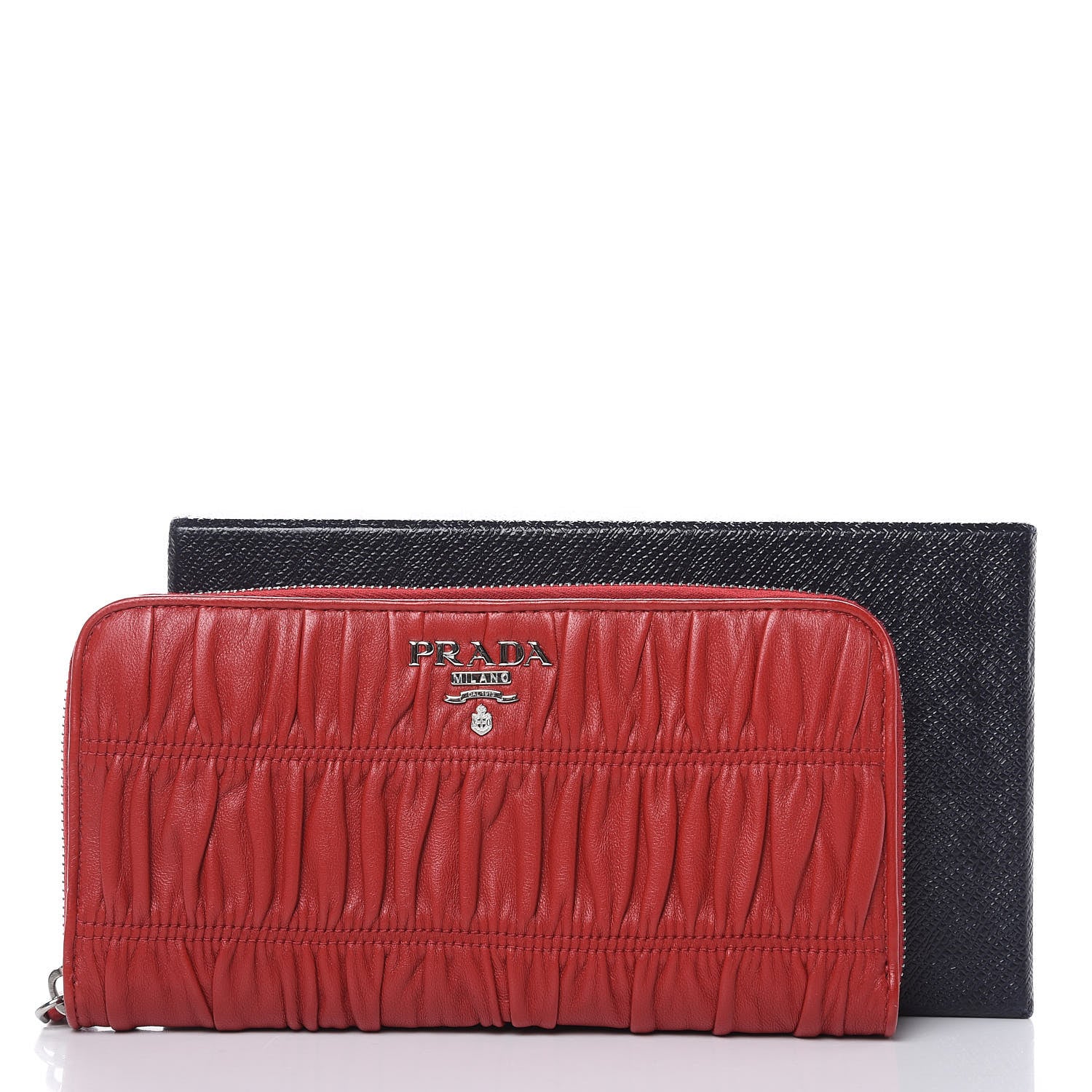 Prada Nappa Gaufre Zip Around Wallet Fuoco 11 of 11