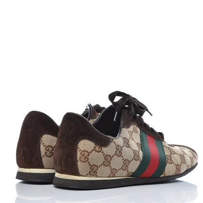 Gucci GG Monogram Suede Vintage Web Womens Sneakers 38 Dark Chestnut 4 of 11