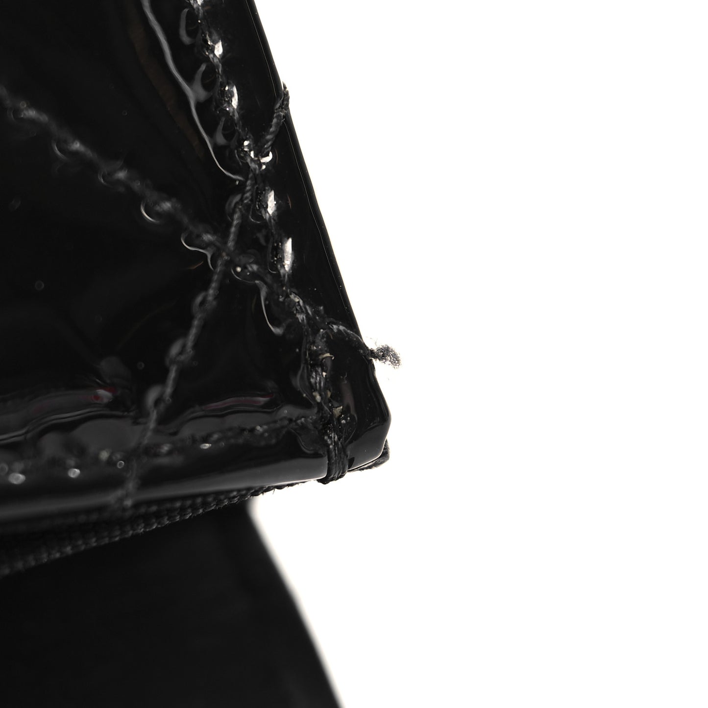 Patent Quilted Flap Card Holder Black