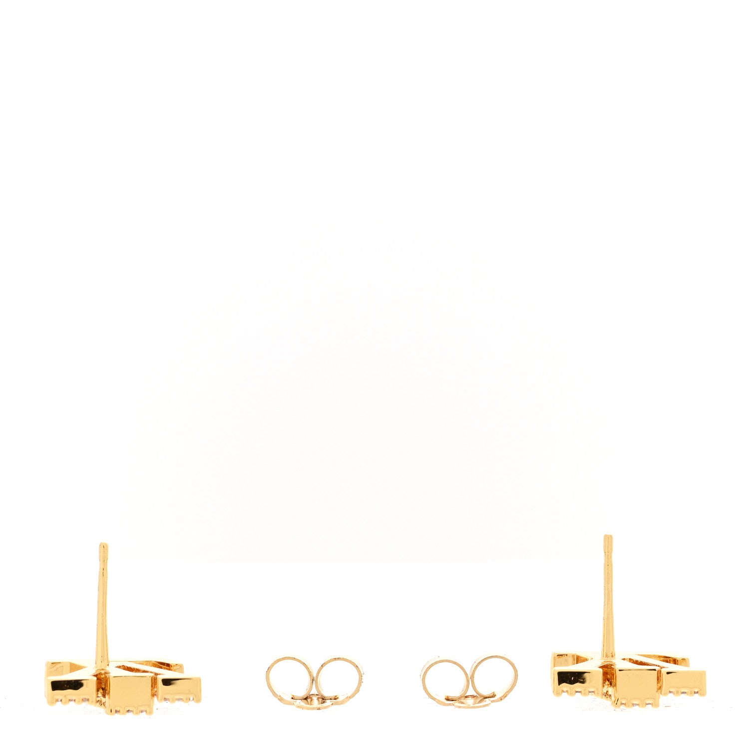 Louis Vuitton Metal Crystal LV Iconic Earrings Gold 3 of 5