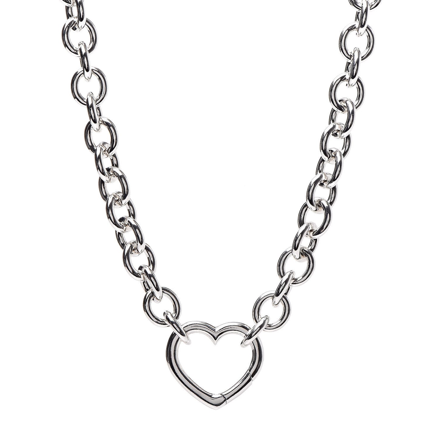 Sterling Silver Heart Clasp Choker Necklace