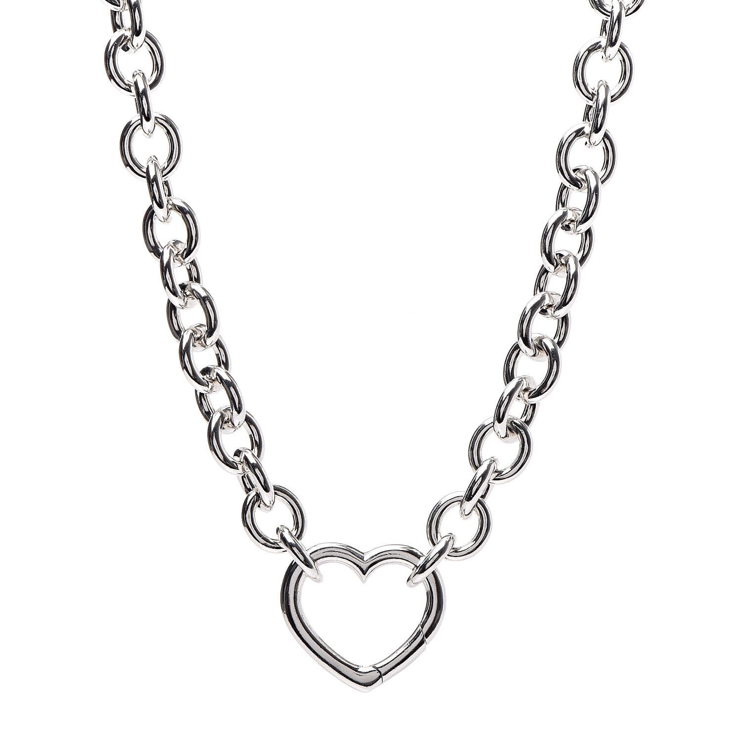 Tiffany Sterling Silver Heart Clasp Choker Necklace 1 of 5