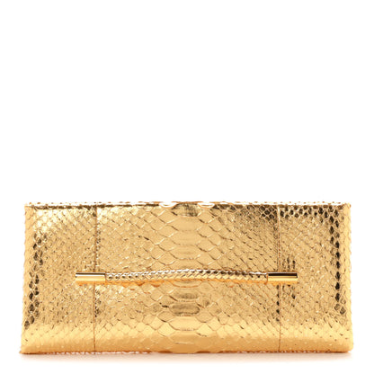 Tom Ford Metallic Snakeskin Bar Clutch Bag Gold 1 of 8