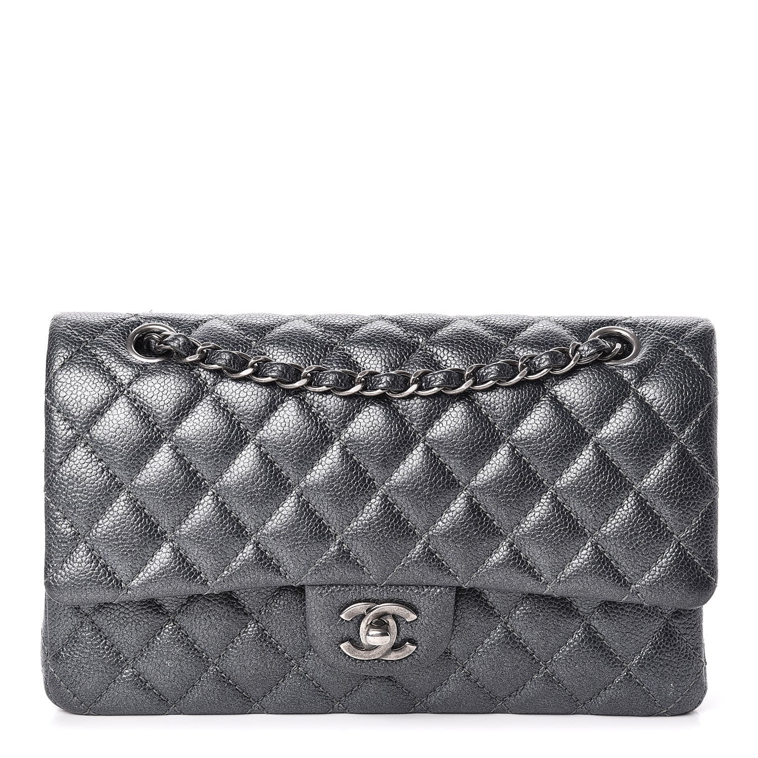 Chanel Pearly Caviar Quilted Medium Double Flap Grey 1 of 10