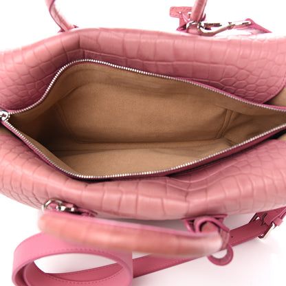 MCM Calfskin Crocodile Embossed Medium Milla Tote Pink 4 of 12