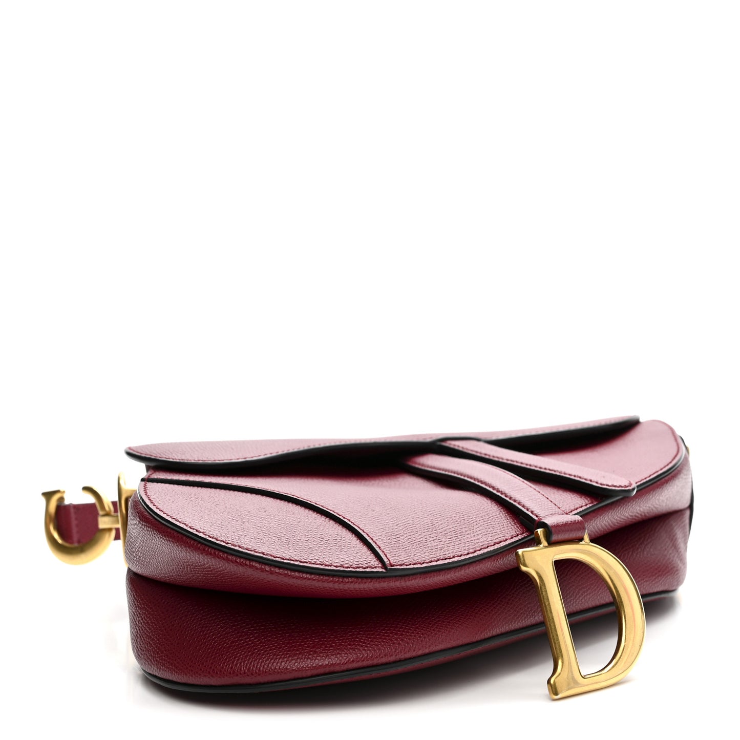 Grained Calfskin Saddle Bag Red