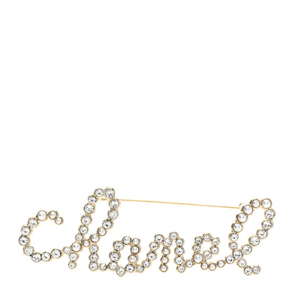 Chanel Metal Glass Swirling Pearls Brooch Pin Gold 1 of 5