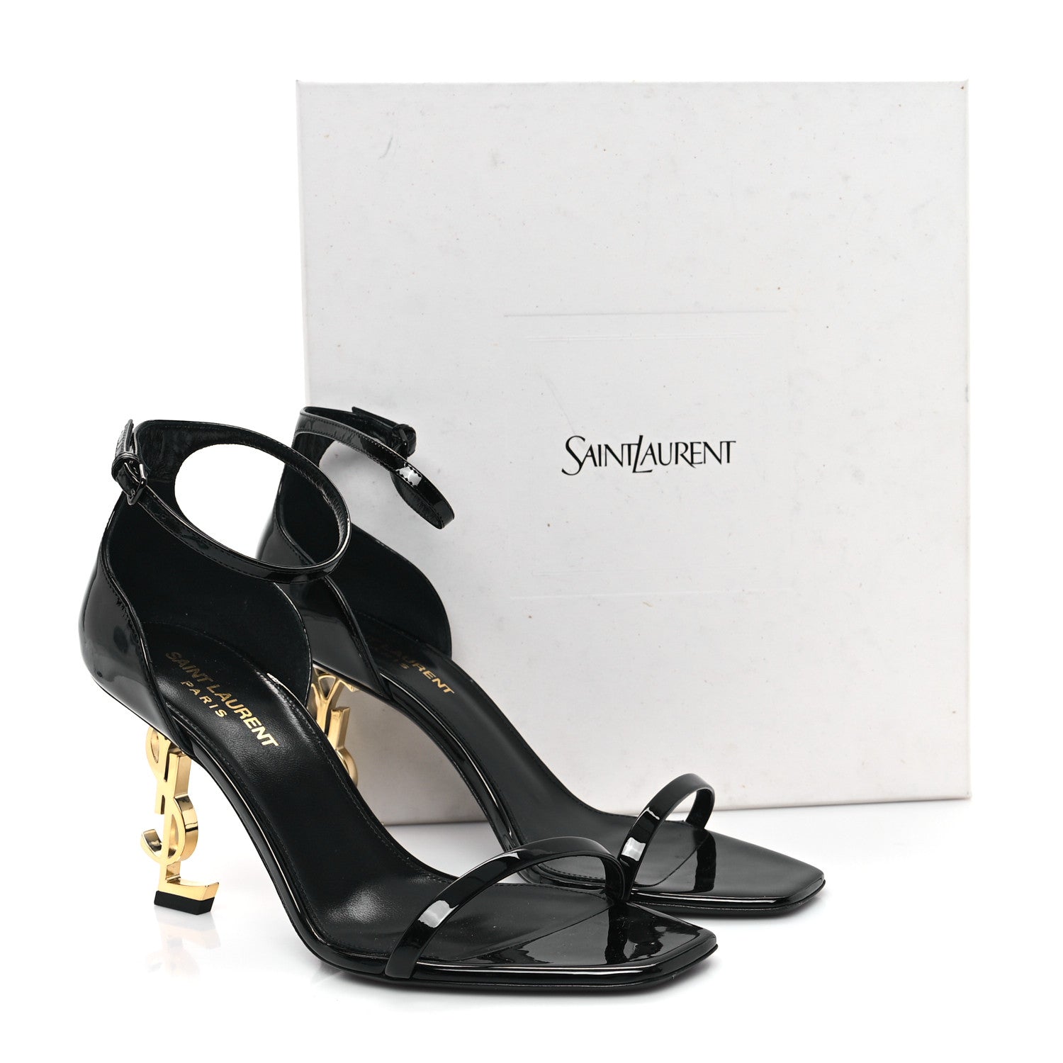 Saint Laurent Patent Calfskin Opyum 85 Sandals 38.5 Black 10 of 10