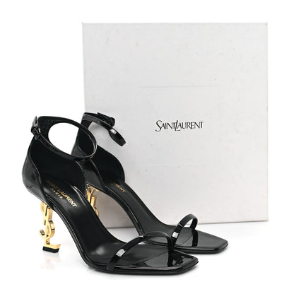 Saint Laurent Patent Calfskin Opyum 85 Sandals 38.5 Black 10 of 10