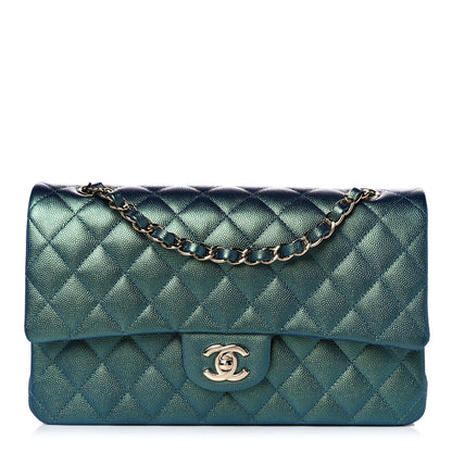 Chanel Iridescent Caviar Quilted Medium Double Flap Green 1 of 10