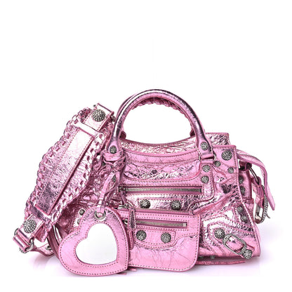 Balenciaga Metallic Agneau Arena Crystal Neo Cagole Handbag XS Met Pink 1 of 10
