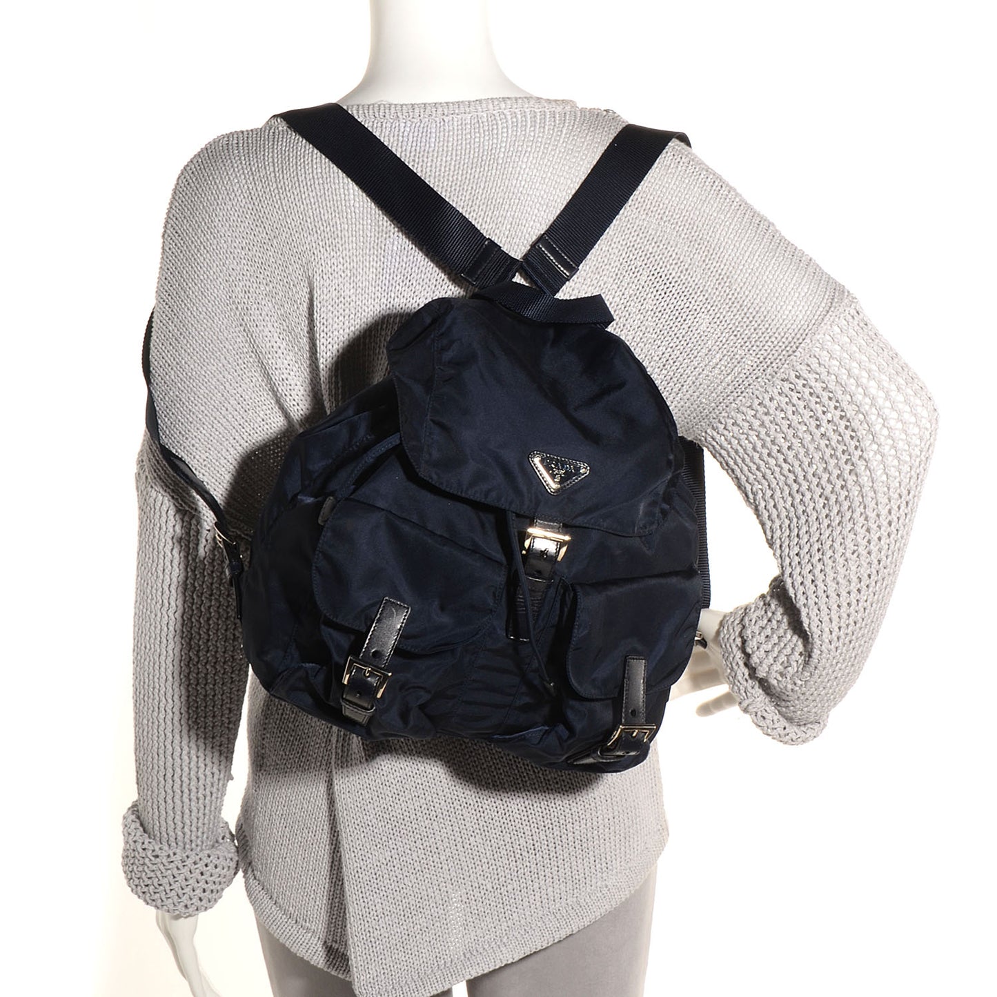 Nylon Vela Medium Backpack Bluette