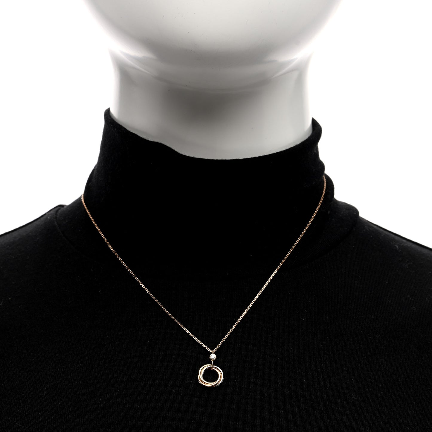 18K Pink Yellow White Gold Diamond Trinity Pendant Necklace