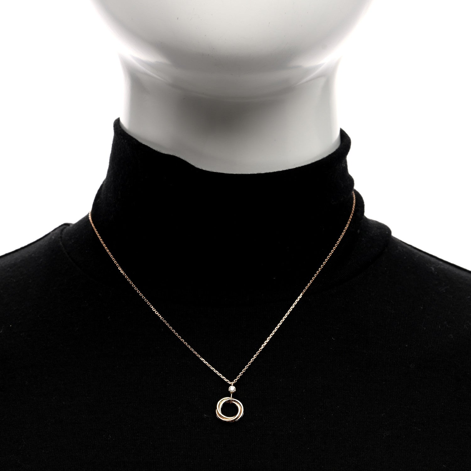 Cartier 18K Pink Yellow White Gold Diamond Trinity Pendant Necklace 3 of 5