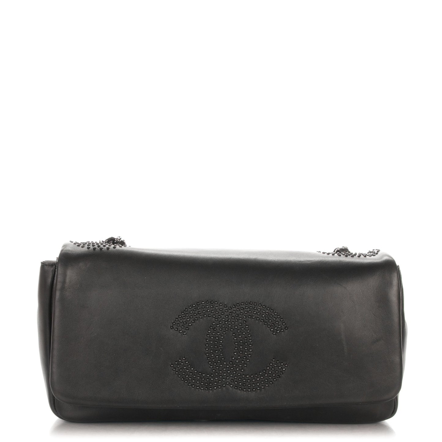 Lambskin Studded CC East West Flap Black