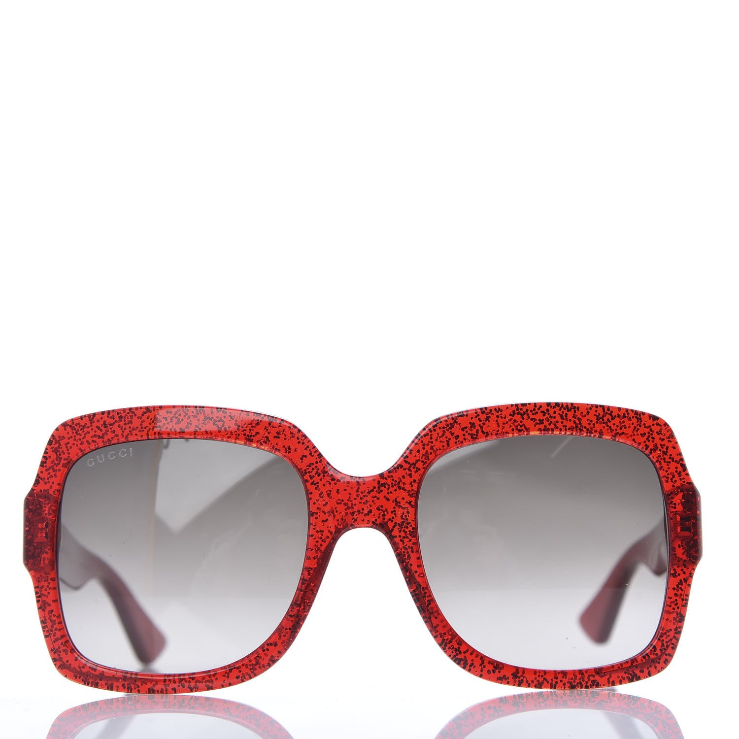 Gucci Square Frame GG 0036S Sunglasses Glitter Red 2 of 8