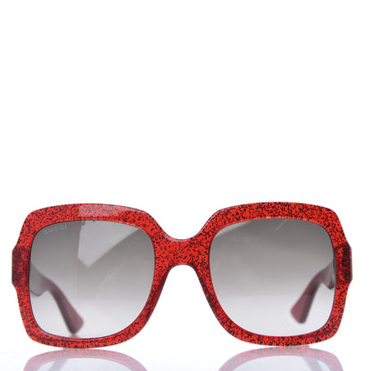 Gucci Square Frame GG 0036S Sunglasses Glitter Red 2 of 8