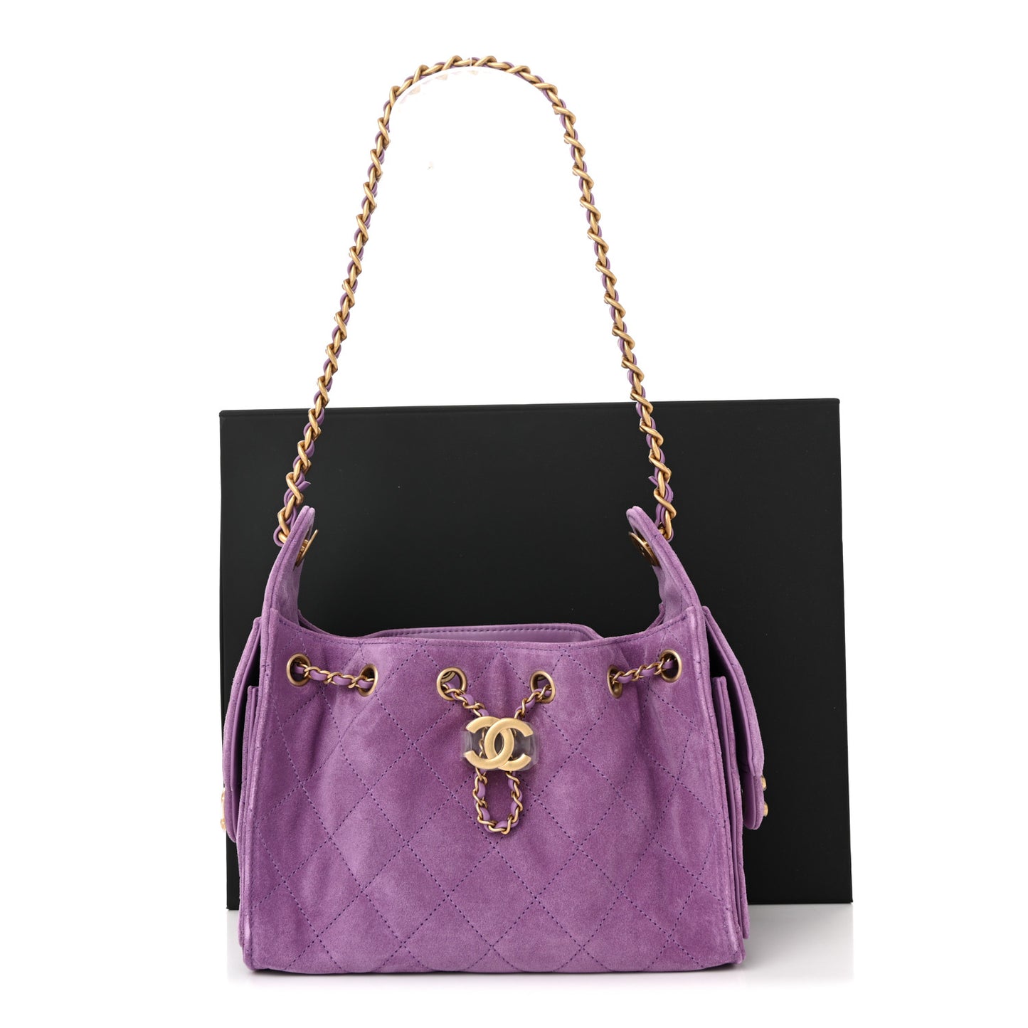 Suede Quilted Mini Chanel 25 Handbag Purple