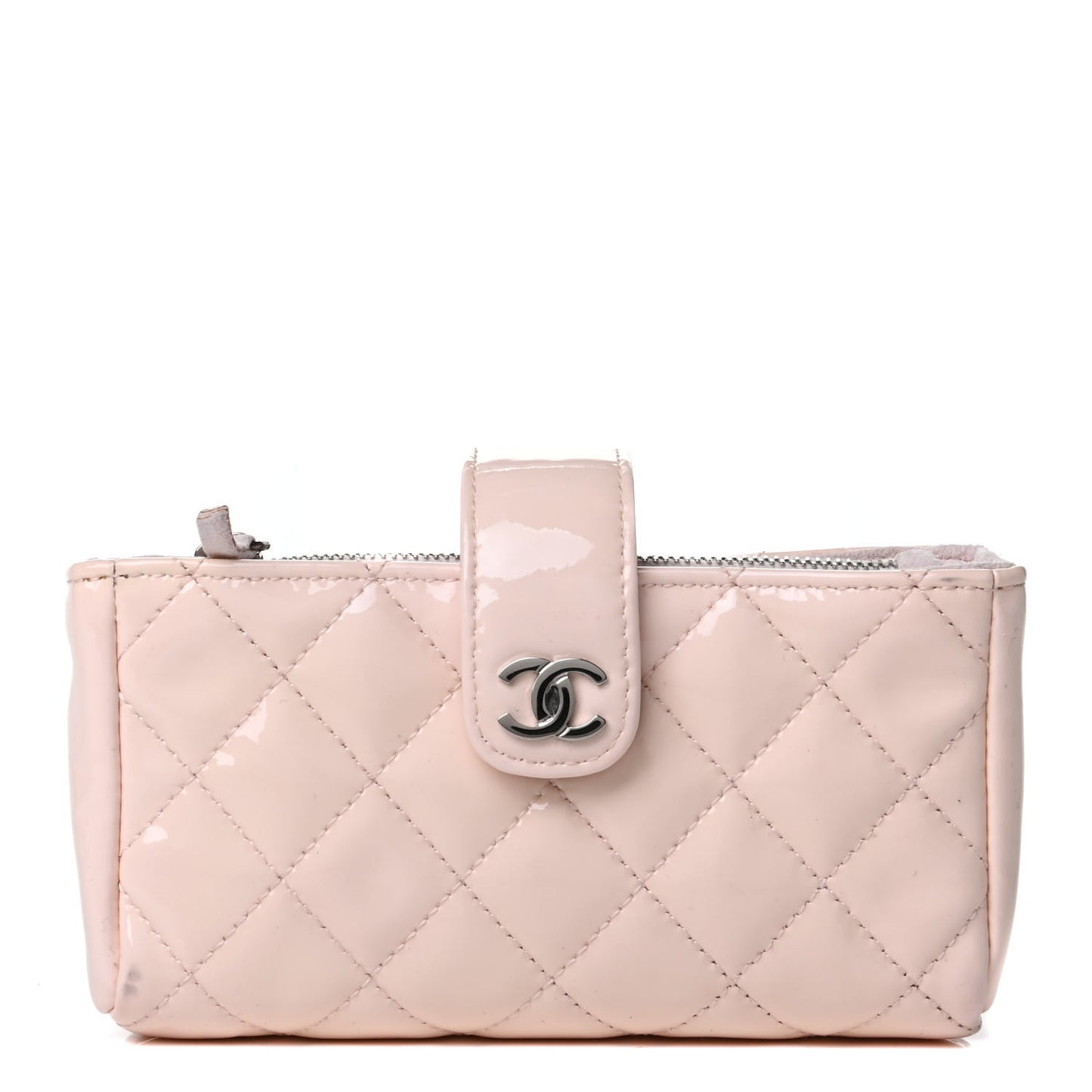 Patent Quilted Mini Phone Holder Clutch Light Pink