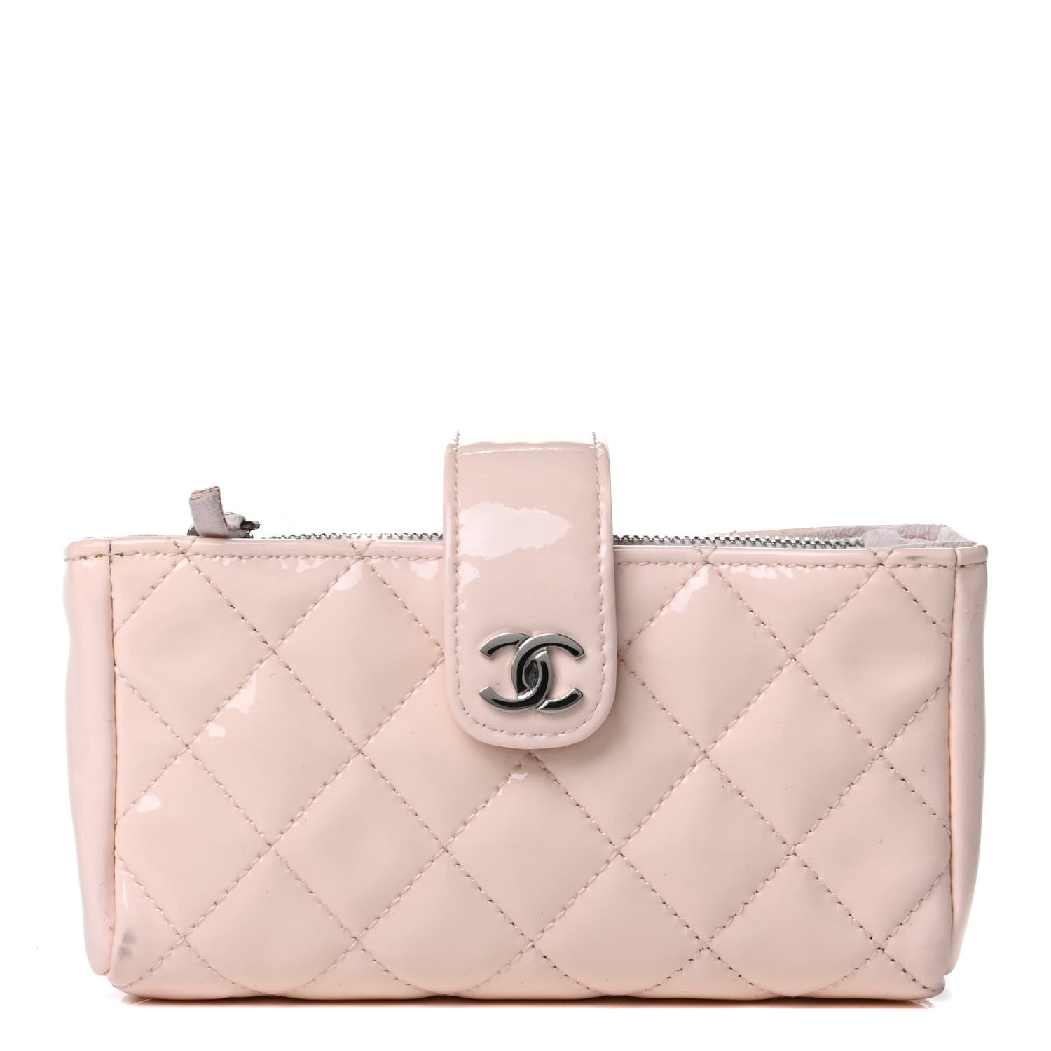 Chanel Patent Quilted Mini Phone Holder Clutch Light Pink 1 of 6