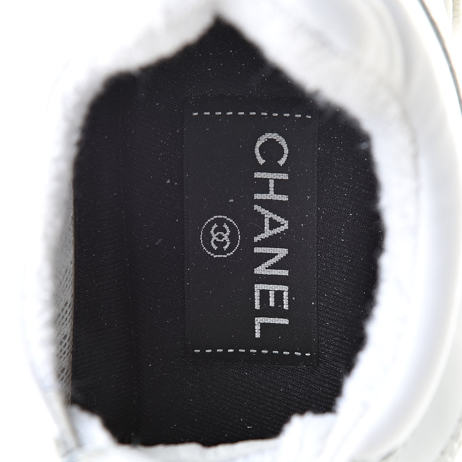 Chanel Calfskin Mesh Lycra Womens Logo Sneakers 38.5 White 7 of 8