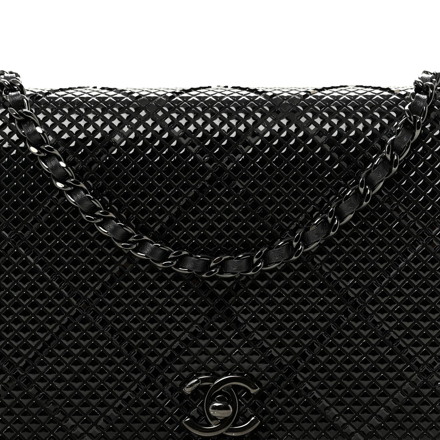 Lambskin Studded Wallet On Chain WOC Black