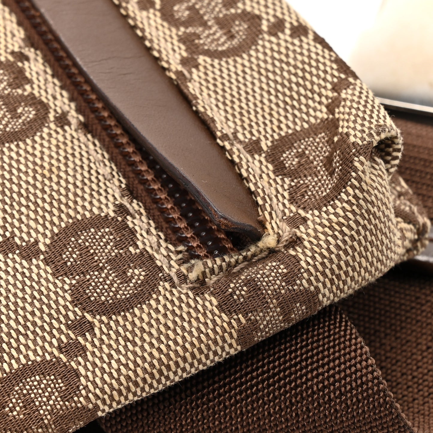 GG Monogram Web Double Pocket Belt Bag Dark Brown