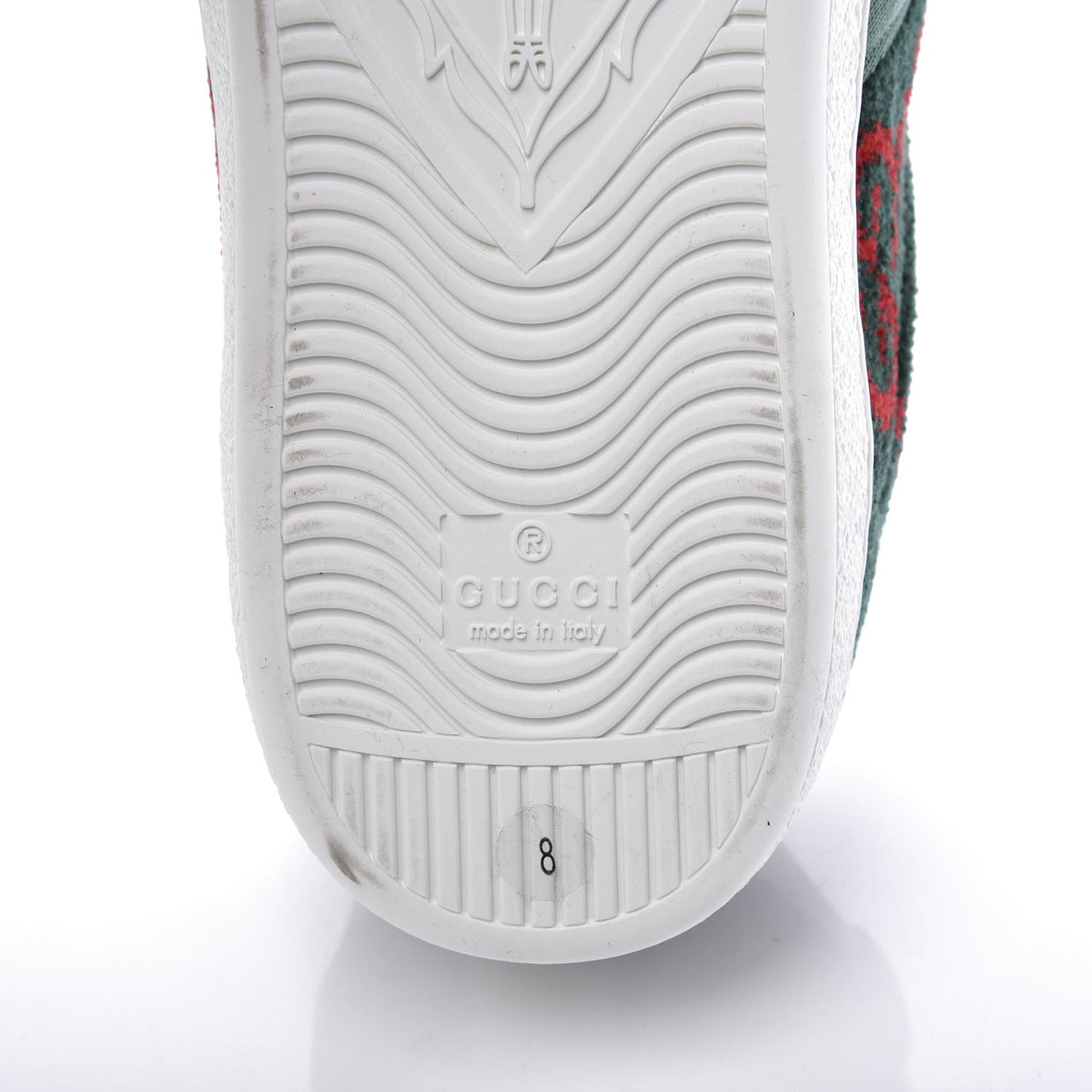 Covered Wool Big GG Monogram Mens Sneakers 8 Green Red