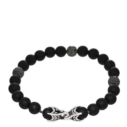 David Yurman Sterling Silver Black Onyx Black Diamond 8mm Spiritual Beads Bracelet 2 of 4