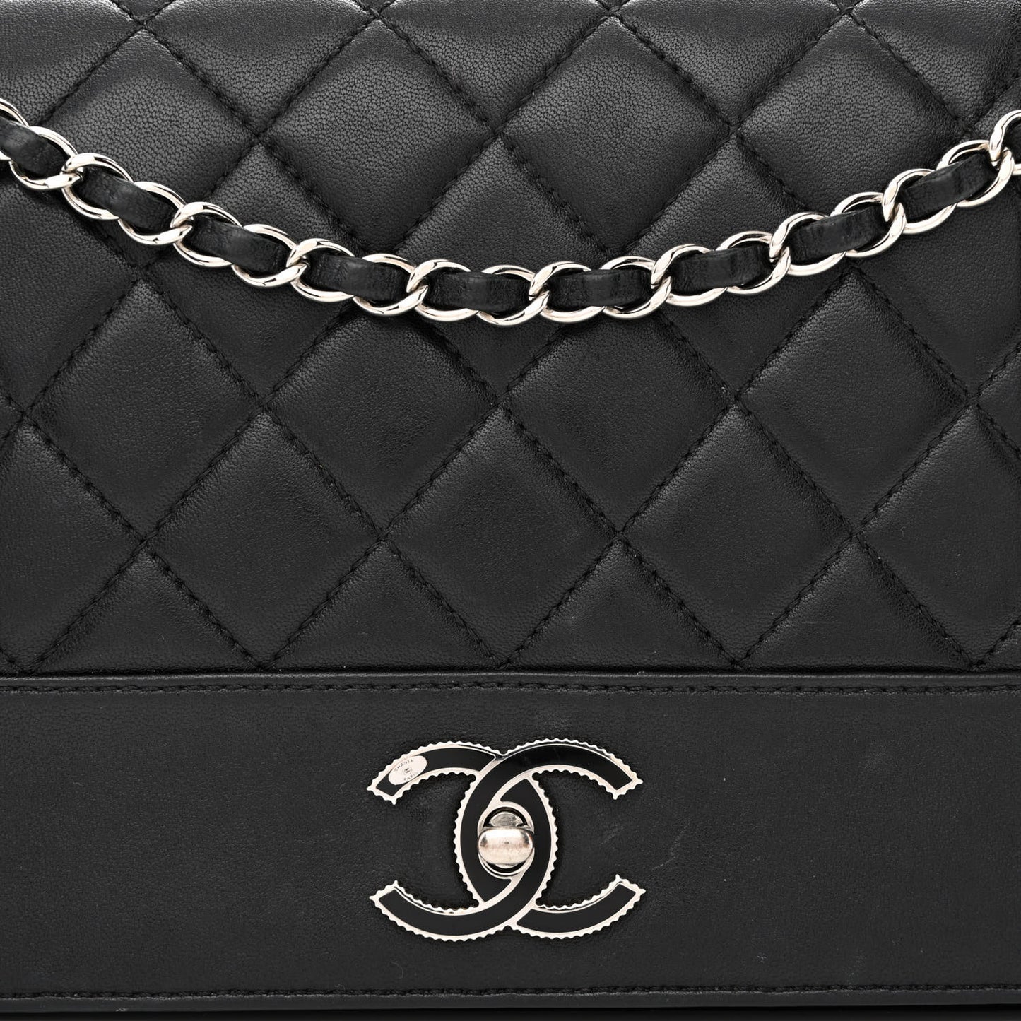 Sheepskin Quilted Vintage Mademoiselle Flap Black