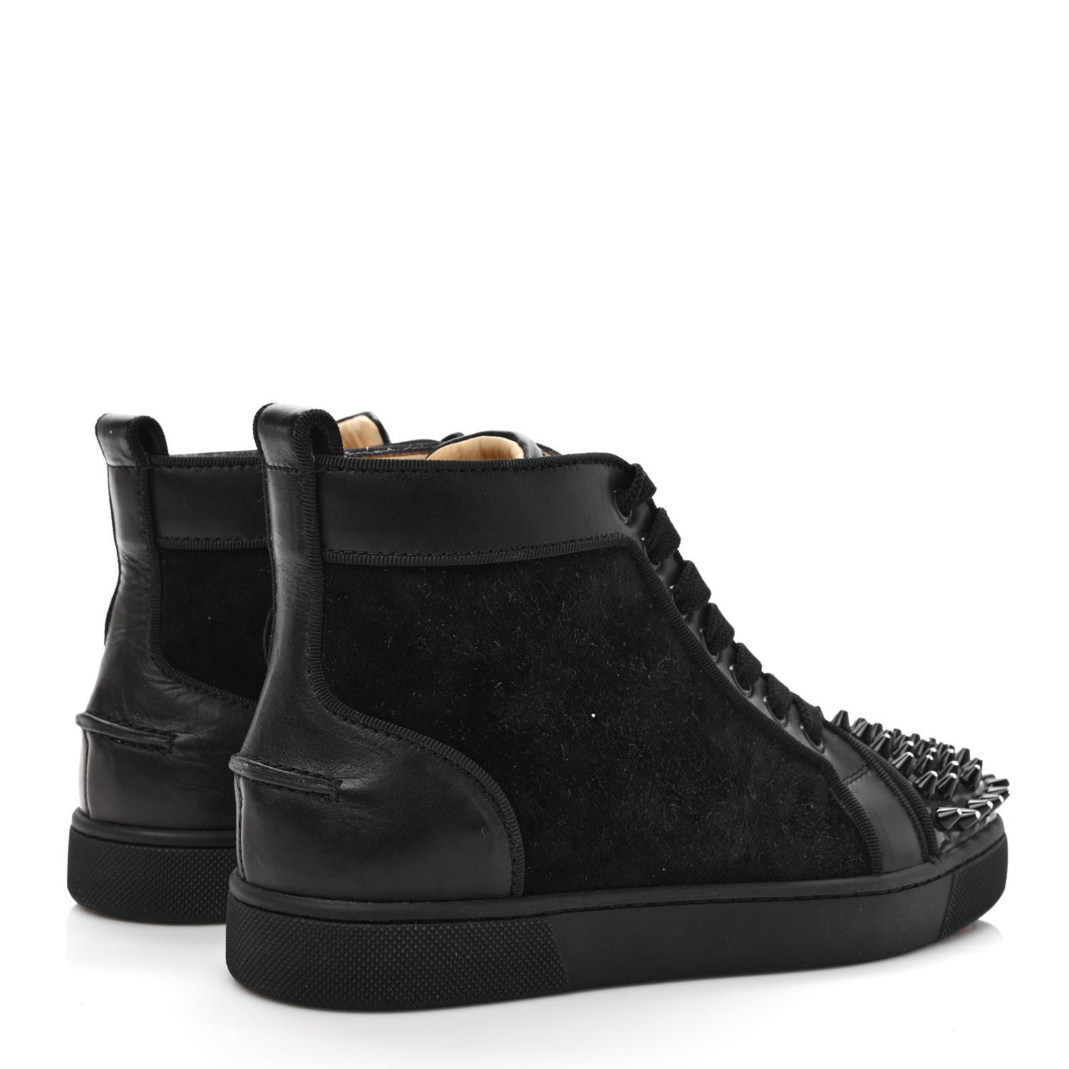 Christian Louboutin Suede Womens Louis Spikes Flat Sneakers 35 Black 4 of 8