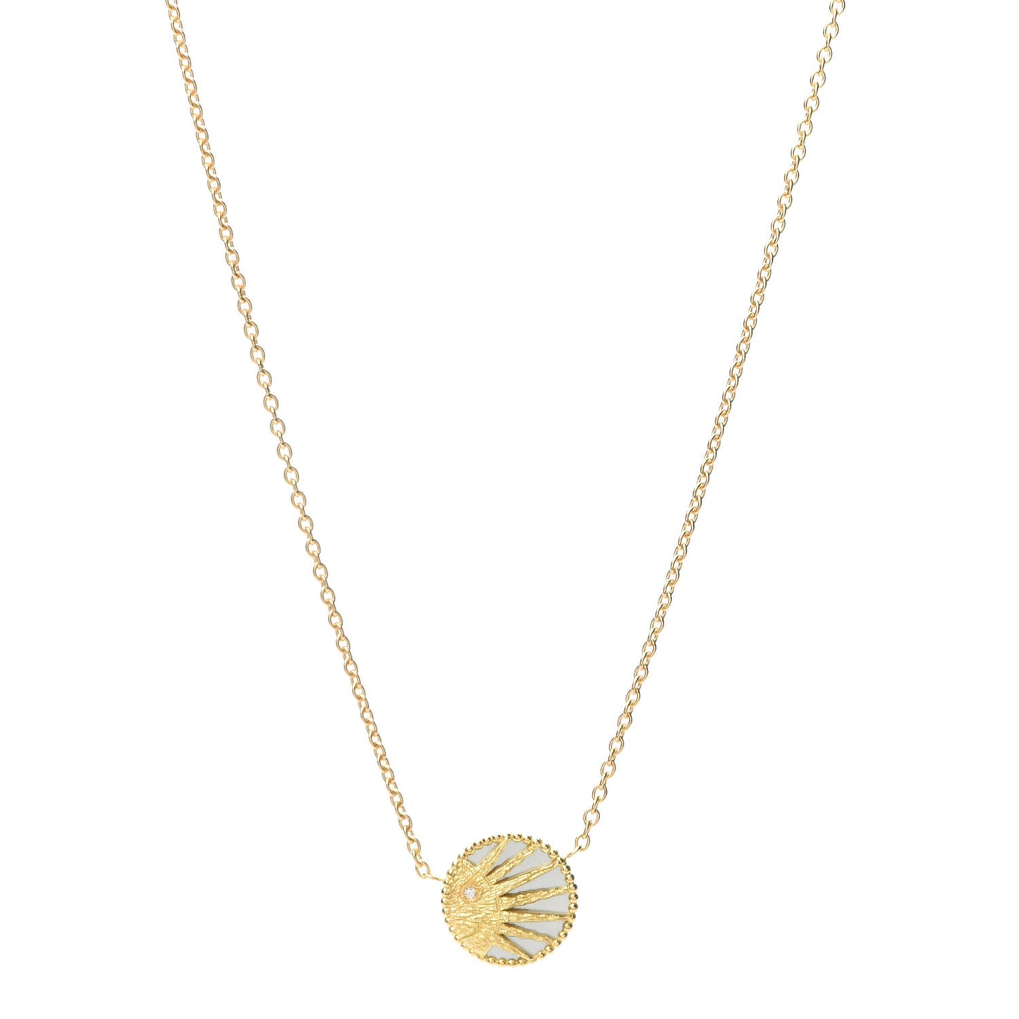 18K Yellow White Gold Diamond Black Onyx Mother of Pearl Rose Celeste Pendant Necklace
