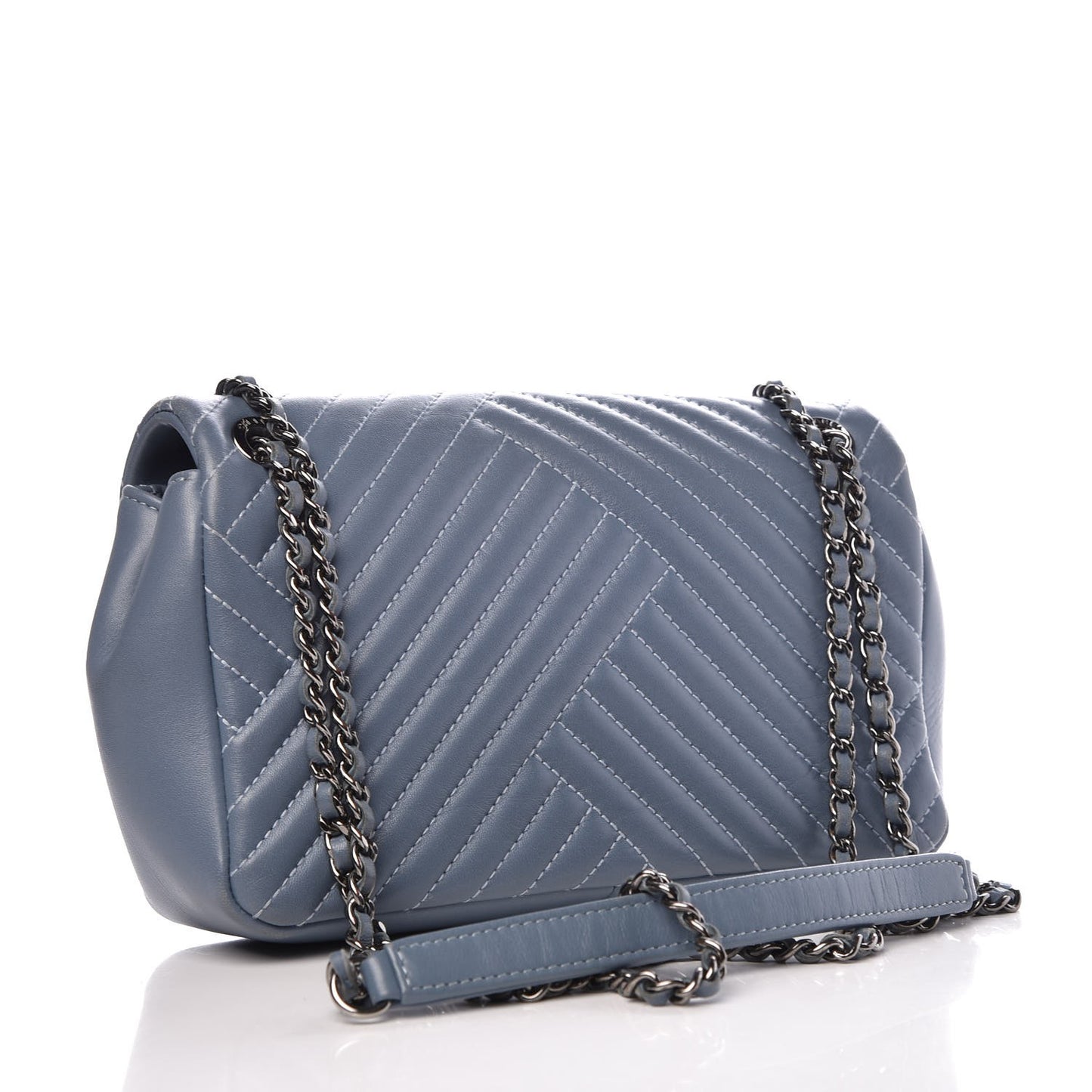 Lambskin Quilted Small CC Crossing Flap Light Blue