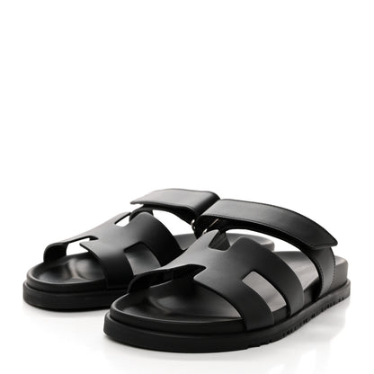 Hermes Calfskin Womens Chypre Sandals 41 Black 3 of 9