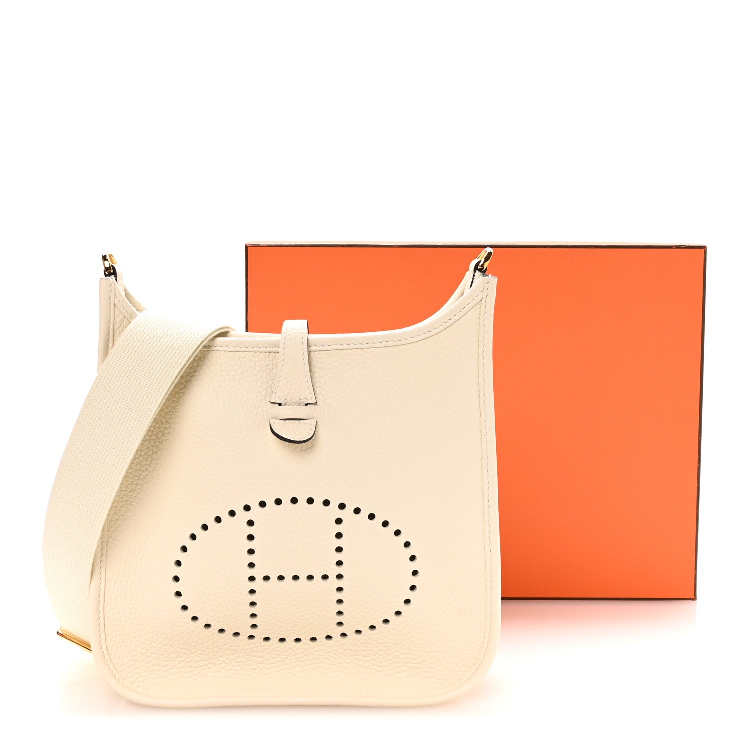 Hermes Taurillon Clemence Evelyne 23 Poche III Cream 11 of 11
