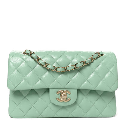Chanel Caviar Quilted Small Double Flap Light Green 1 of 10