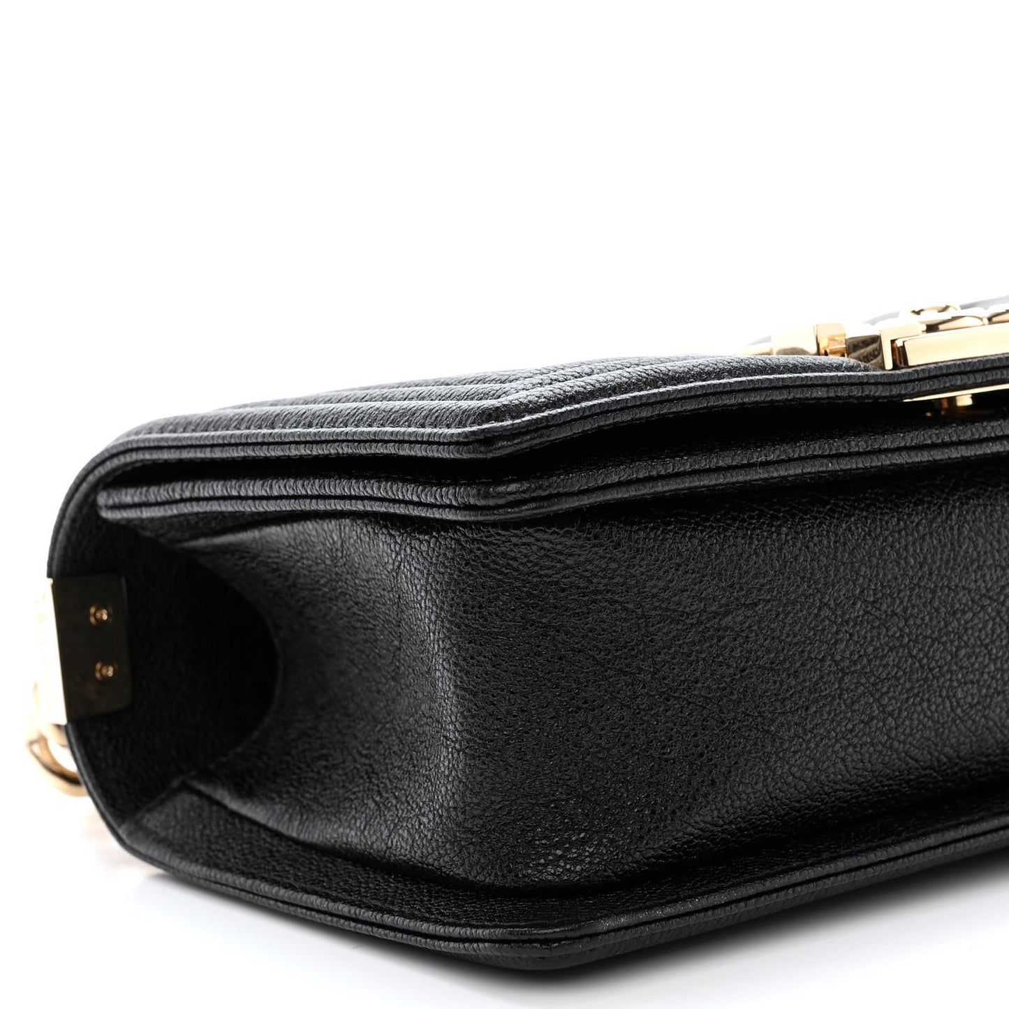 Caviar Chevron Quilted Small Boy Flap Black