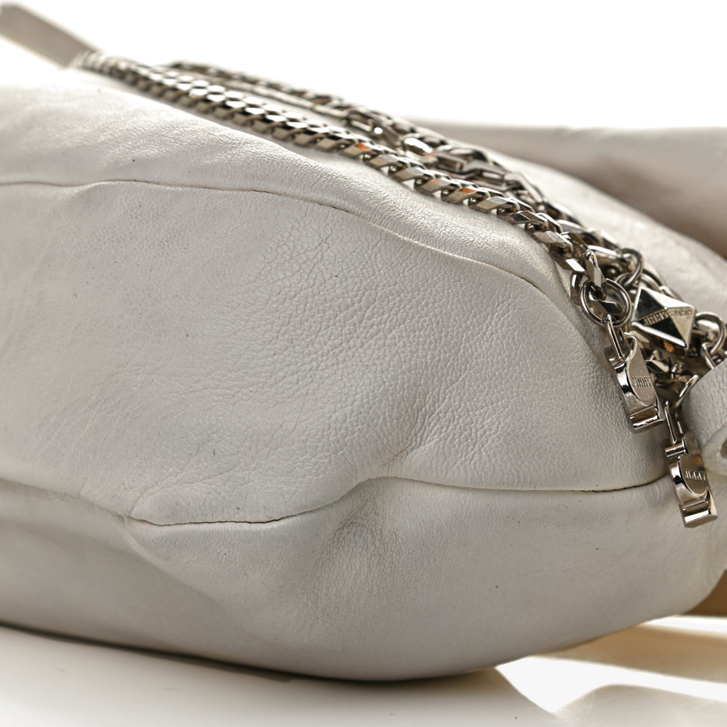 Jimmy Choo Lambskin Small Biker Hobo White 10 of 14