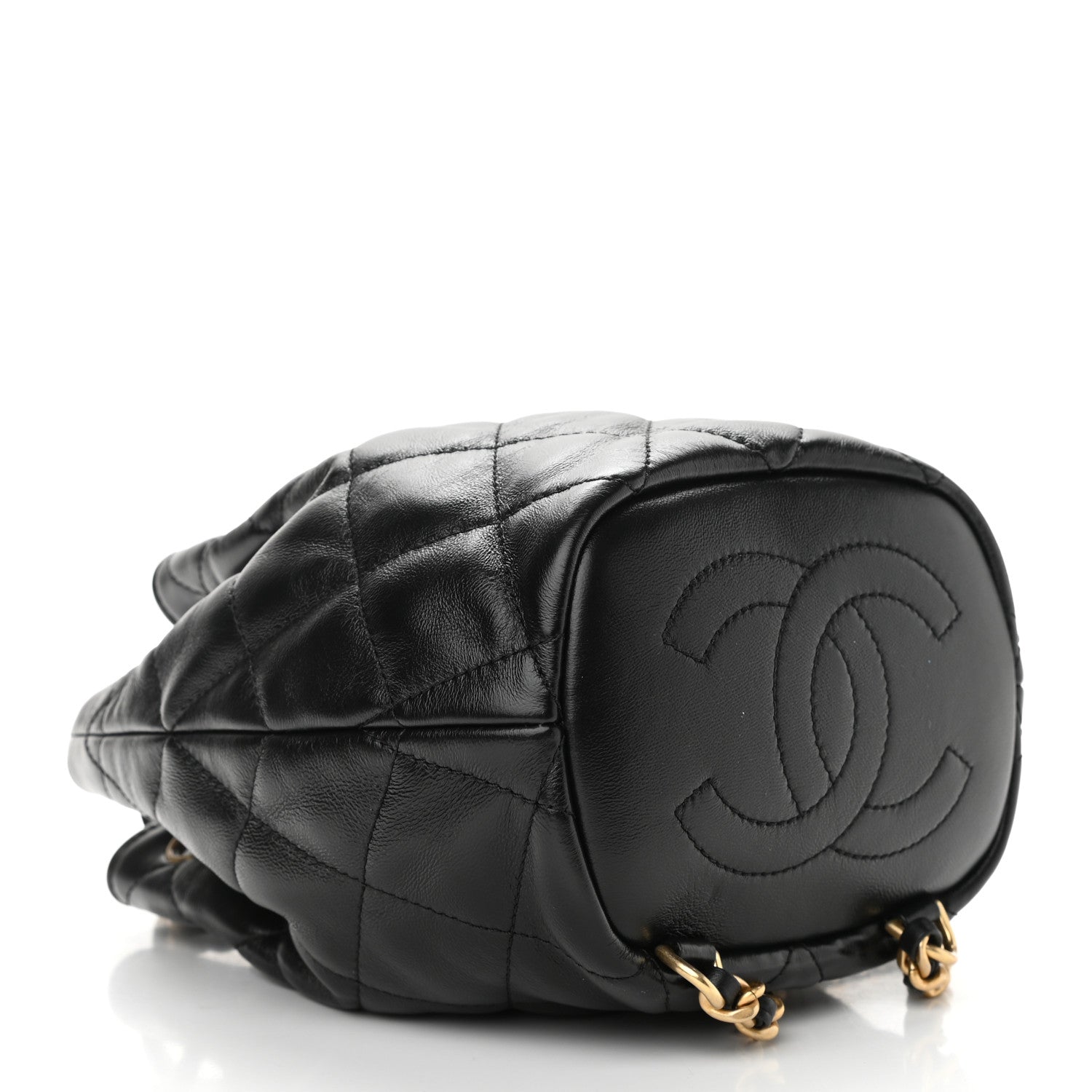 Chanel Calfskin Quilted CC Chain Bucket Backpack Black 4 of 11