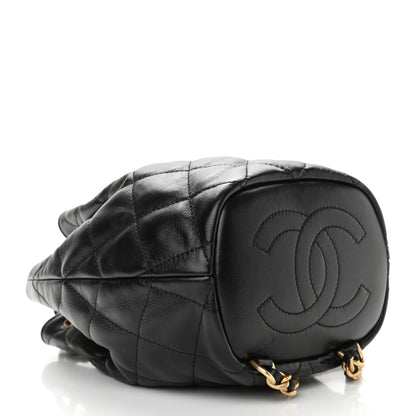 Chanel Calfskin Quilted CC Chain Bucket Backpack Black 4 of 11